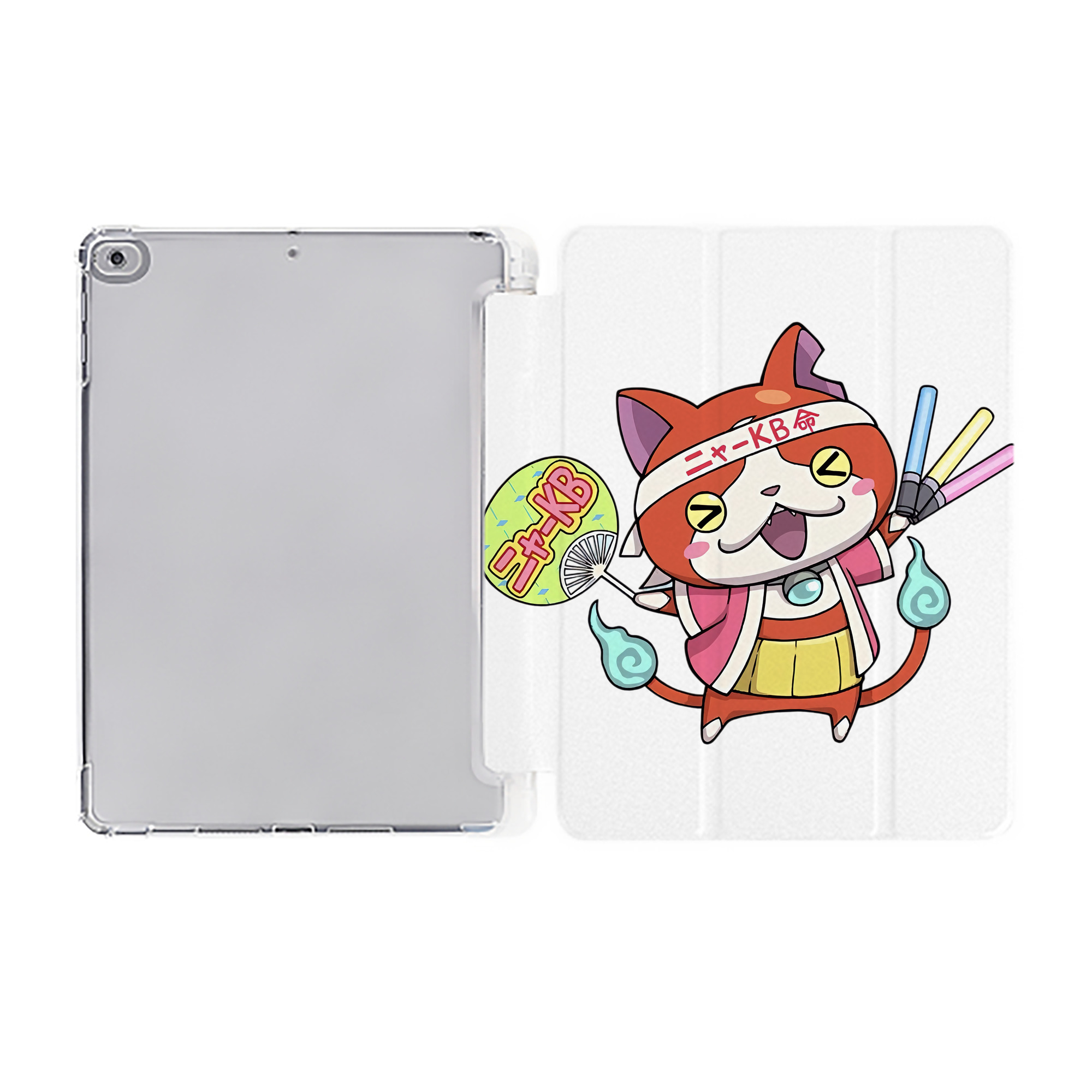 （画像用） 妖怪ウォッチ Yo-kai Watch IPad ケース ペン収納付き 三つ折りスタンド PUレザー×シリコン 対応機種9.5/10.5/10.9インチ